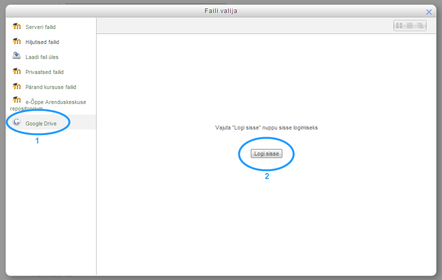 Google Drive faili valijas
